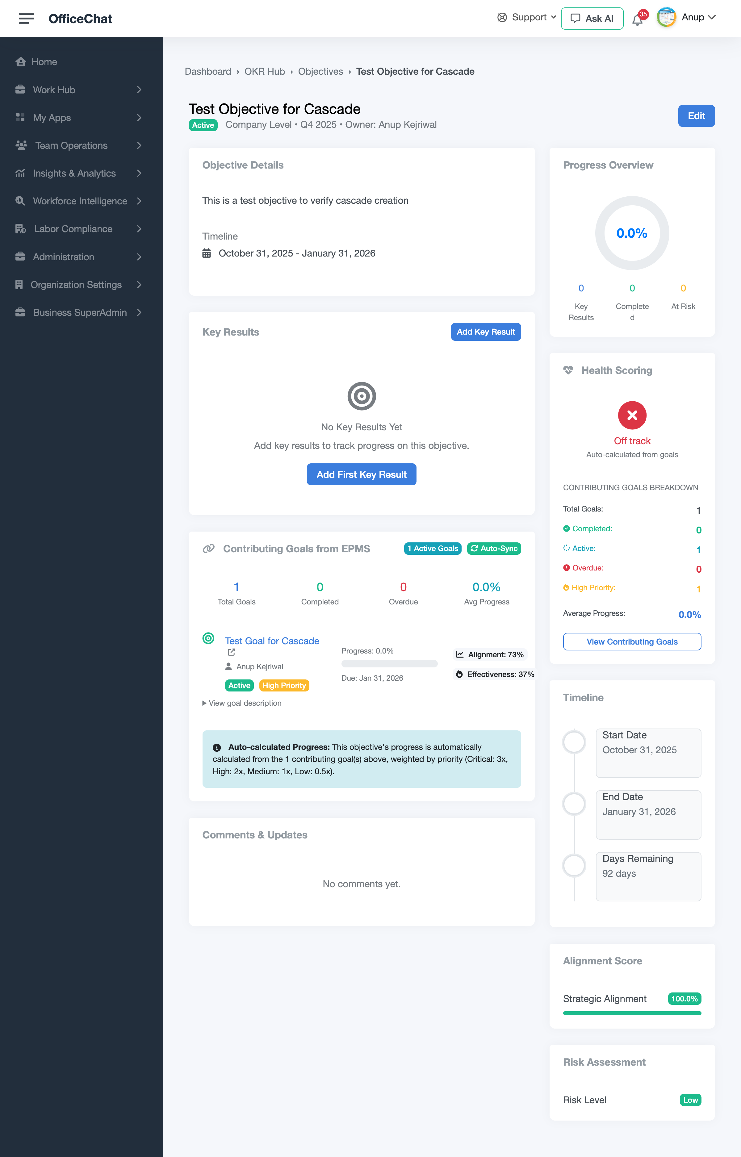 Contributing Goals and Health Scoring